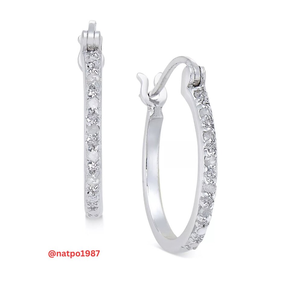 NEW Sparkling Diamond Hoop Earrings in Sterling Silver - 1/10 ct. t.w.